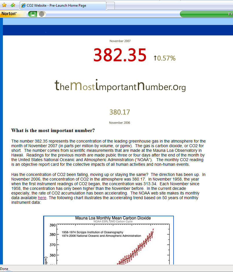 themostimportantnumber.org home page (2007)